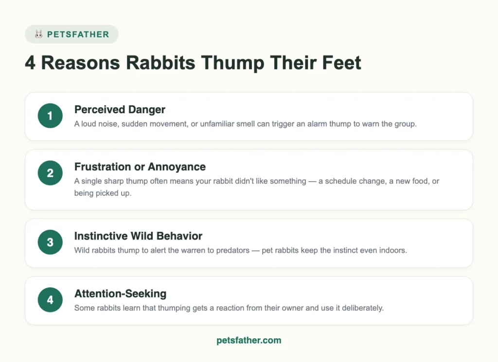 Infographic listing 4 reasons rabbits thump their feet